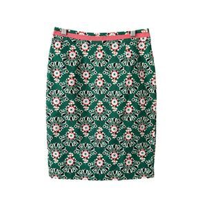 Boden Green Floral Pencil Skirt Size 2 Petite